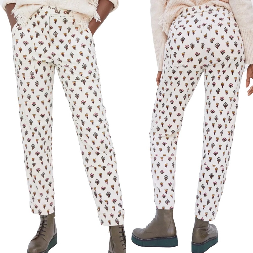 by Anthropologie | Fleurette Printed Corduroy Straight Leg Pants Size 4